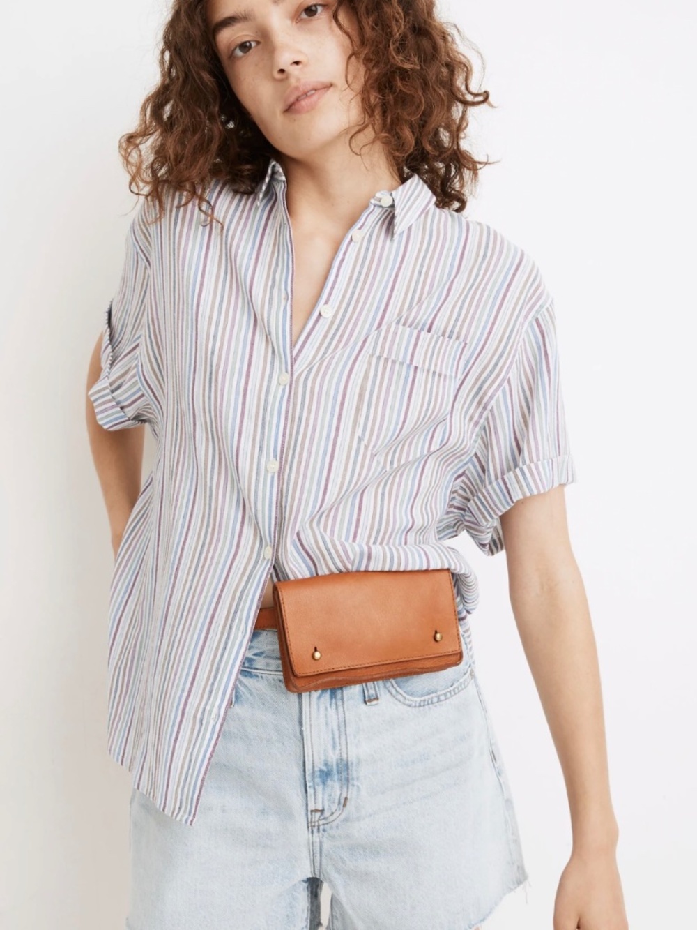 Madewell Chronicle Shirt in Rainbow Stripe, Size XXS